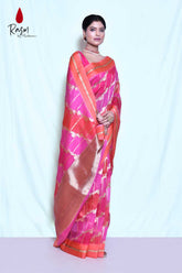 Pink Pure Kora Organza Banarasi Handloom Saree